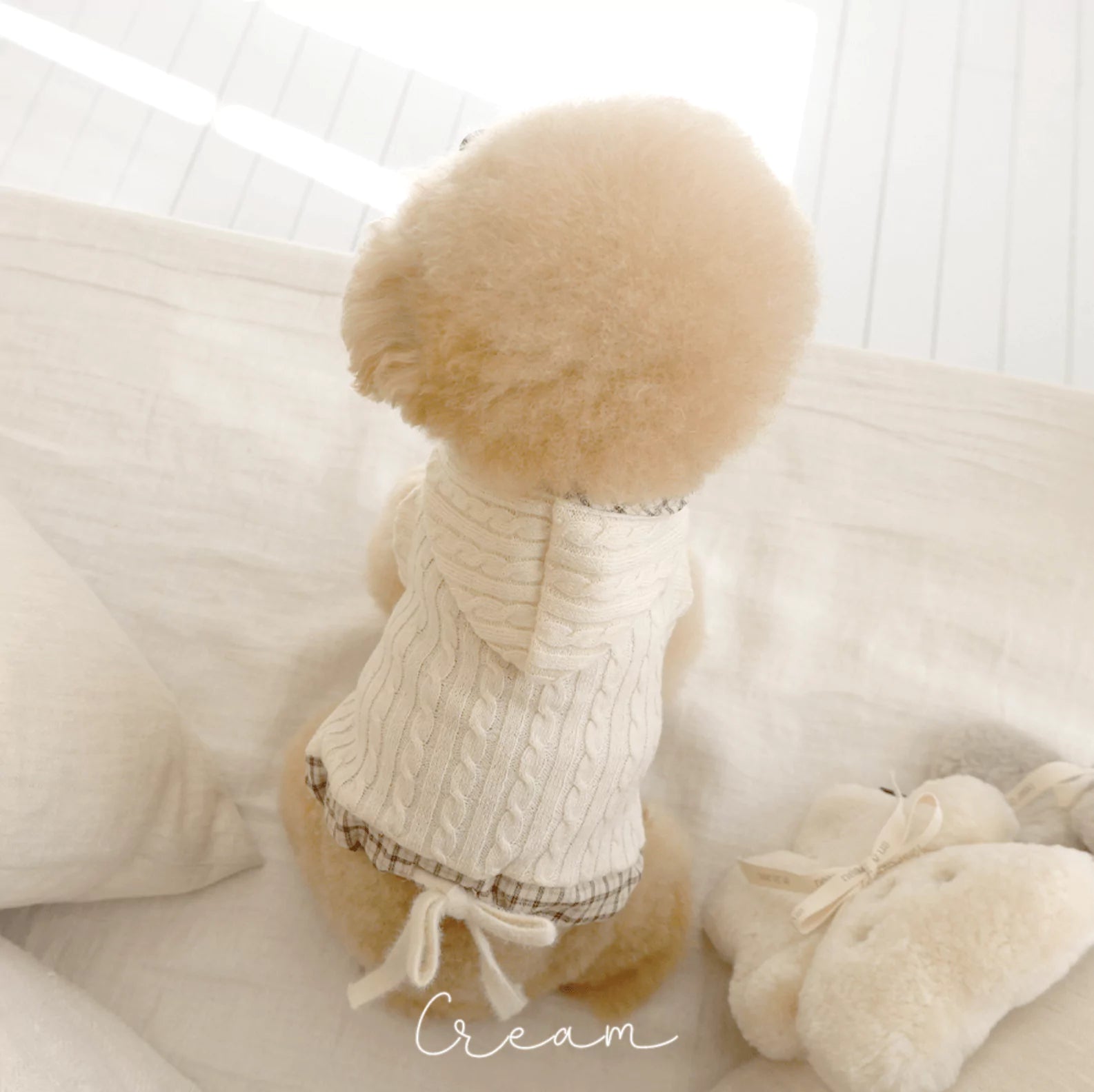 [2nd] Cable Knit Crop Top (Cream)