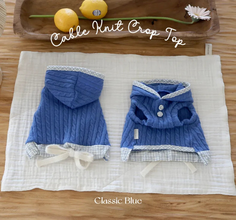 Cable Knit Crop Top (Classic Blue)