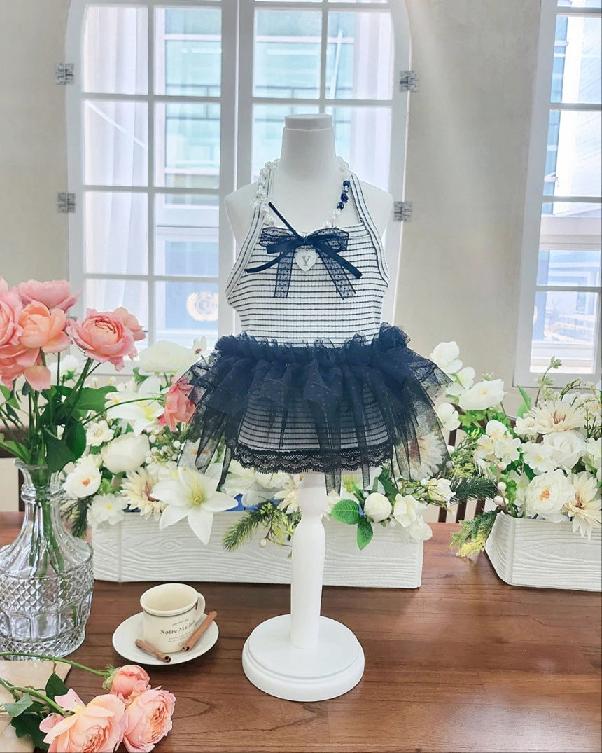 Shine Stripe Tutu Dress (Black)