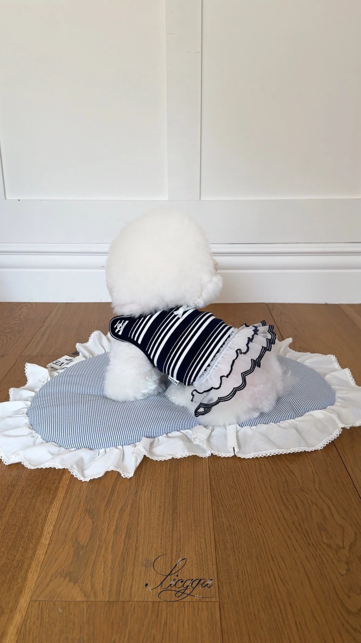 Navy Striped Snap-on Skirt