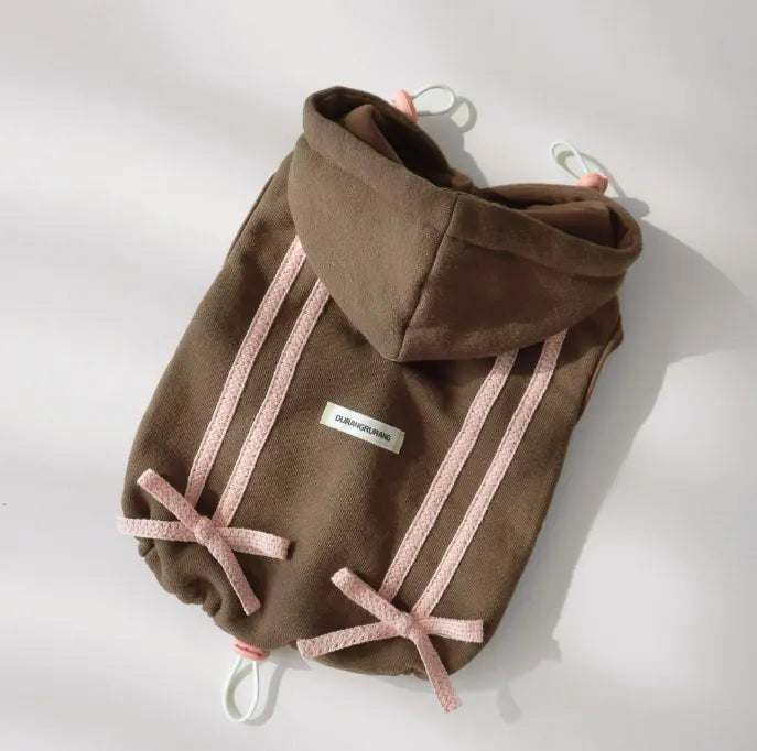 Ribbon Hoodie Jumper (Brown)