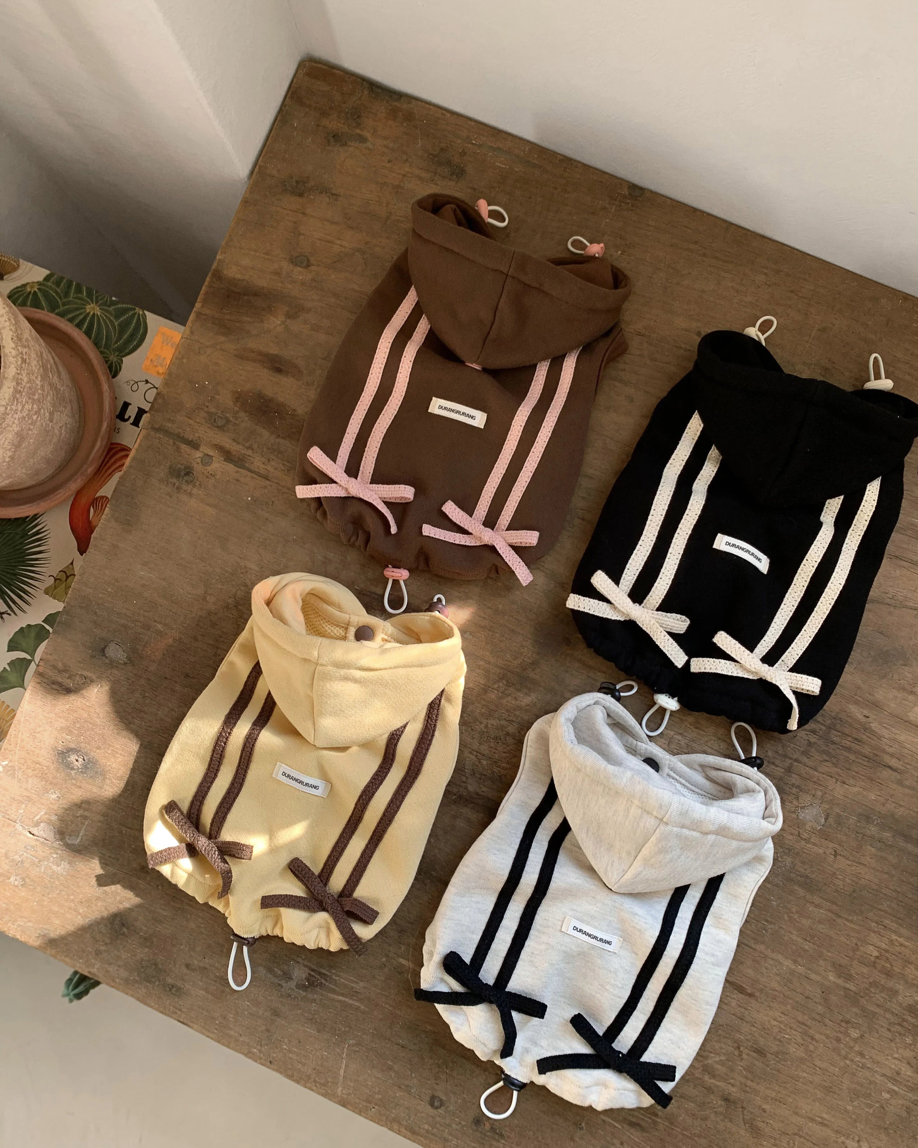 Ribbon Hoodie Jumper (Brown)