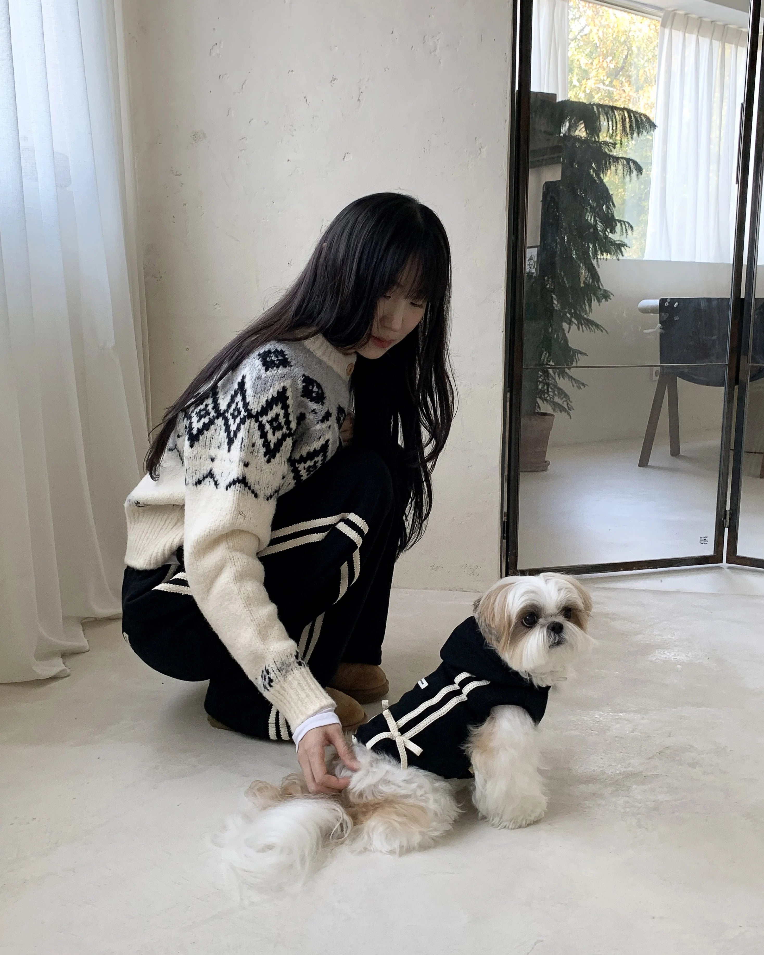 Ribbon Hoodie Jumper (Black)