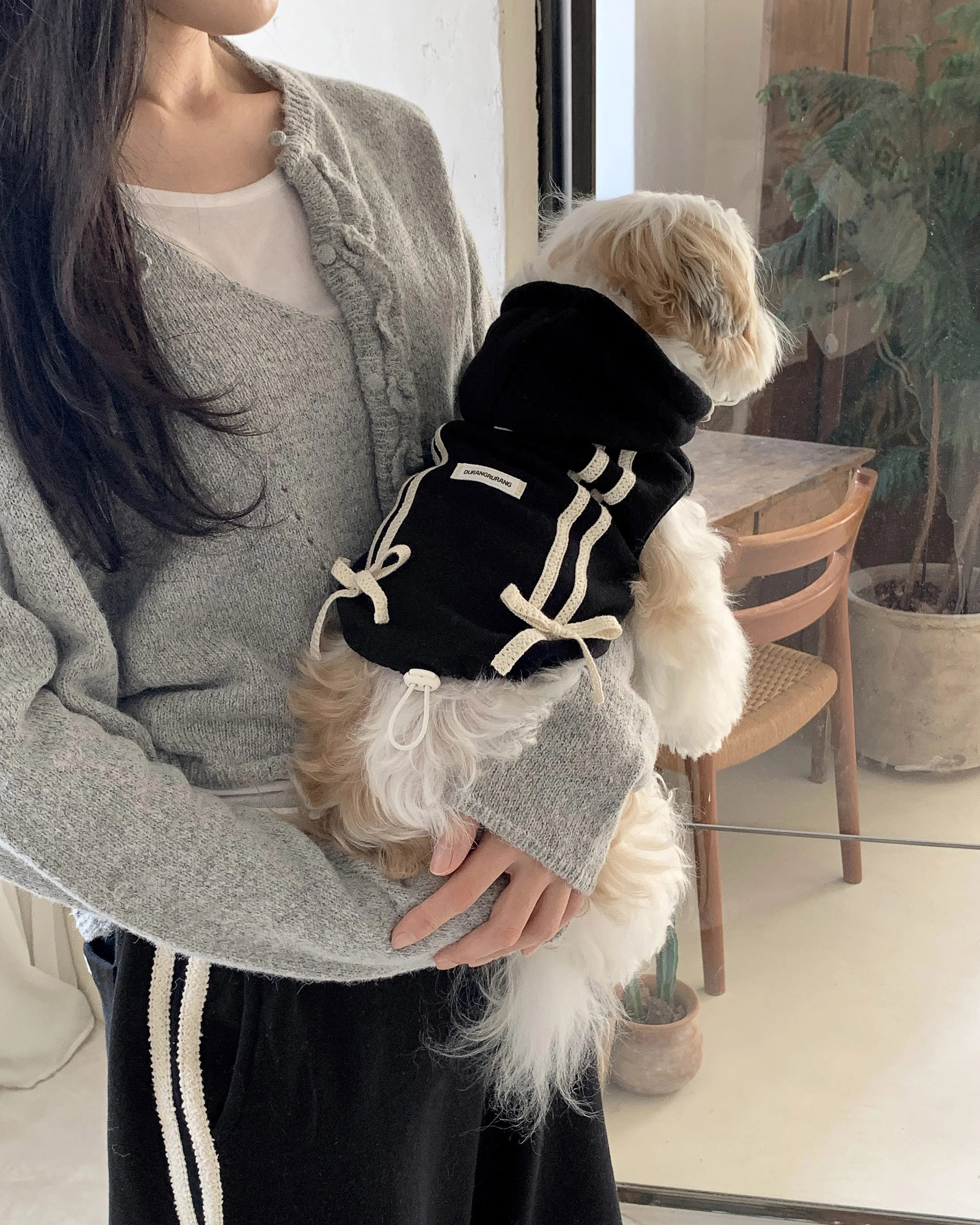 Ribbon Hoodie Jumper (Black)